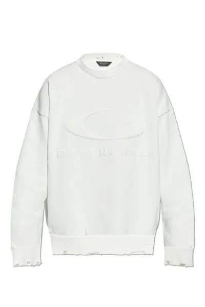 Balenciaga Distressed Crewneck Sweatshirt In White