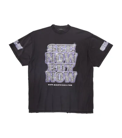 Balenciaga Distressed Graphic T-shirt In Black