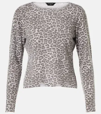 Balenciaga Distressed Leopard-print Jersey Sweater In Multicolor