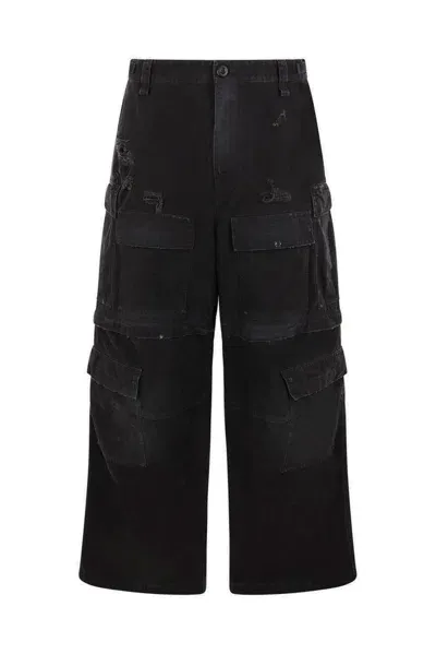 Balenciaga Cotton Twill Cargo Pants In Black