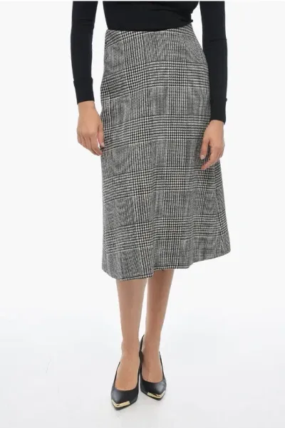 Balenciaga District Check A-line Midi Skirt