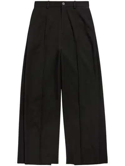 Balenciaga Double Front Wool Trousers In Schwarz