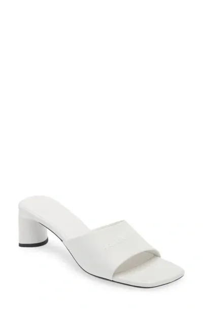 Balenciaga Dutyfree Leather Logo Mule Sandals In White