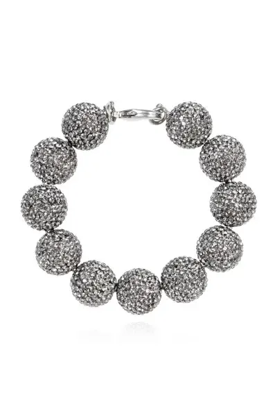 Balenciaga Embellished Bead Bracelet In Silver