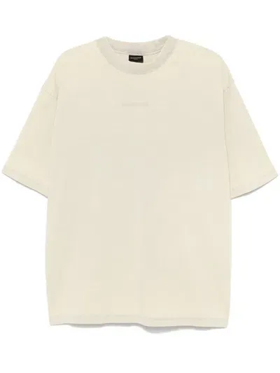 Balenciaga Embroidered-logo T-shirt In Neutrals