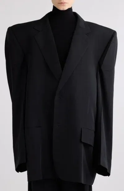 Balenciaga Fluid Poplin Boxy Jacket In 1000 Black