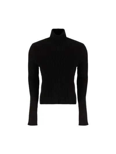 Balenciaga Ribbed-knit Turtleneck Sweater In Black