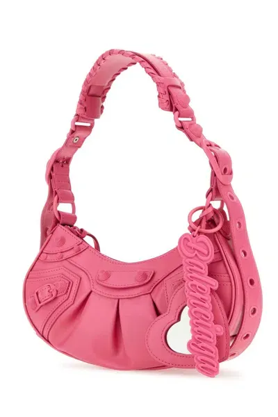 Balenciaga Fuchsia Leather Le Cagole Xs Shoulder Bag In Brightpink