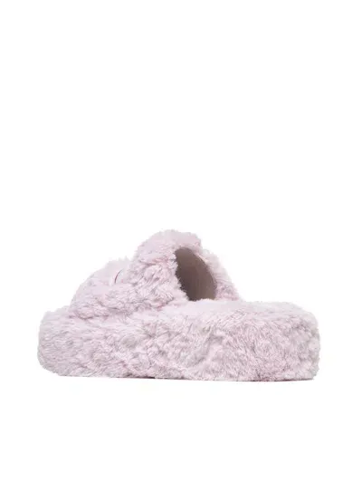 Balenciaga Furry Platform Sandals In Pink