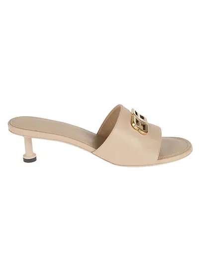 Balenciaga Groupie Leather Mules In Neutral