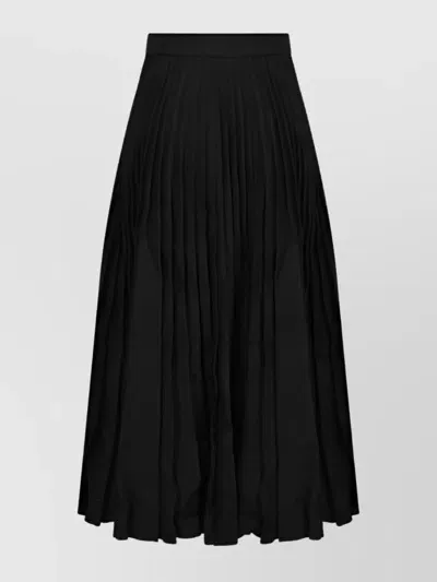 Balenciaga High-waisted A-line Midi Skirt With Creased Pleats In Black