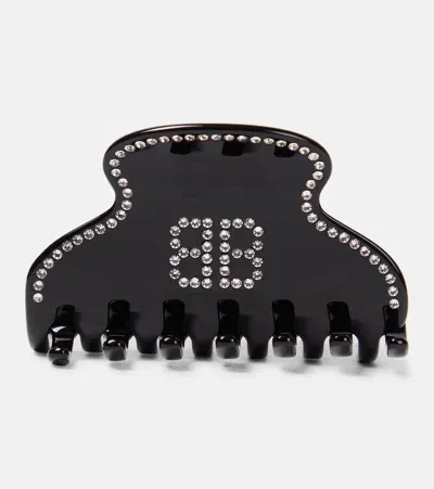 Balenciaga Holli Bb Embellished Hair Clip In Black