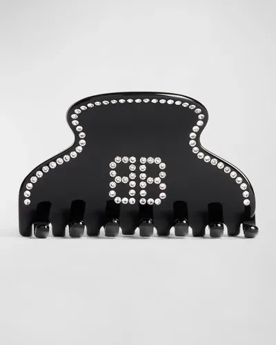 Balenciaga Holli Bb Hair Grip In 5642 Black/crystal