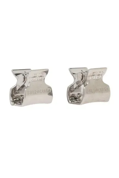 Balenciaga Xs Holli Set Of 2 Metal Hair Clips In Silver