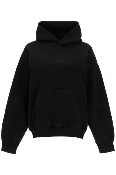 Balenciaga Hooded Sweatshirt With Bb In Black