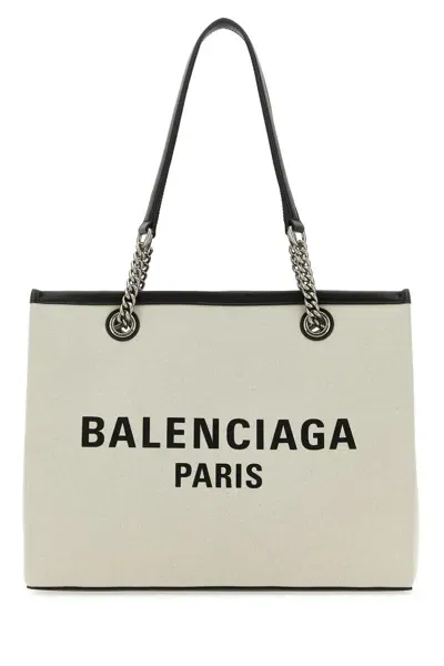 Balenciaga Ivory Canvas M Duty Free Shopping Bag In Naturel