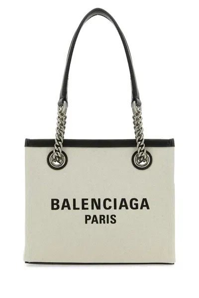 Balenciaga Ivory Canvas S Duty Free Shopping Bag In Beige