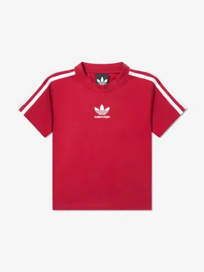 Balenciaga Kids Red Adidas Kids Edition T-shirt In Red White