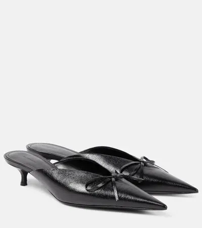 Balenciaga 40mm Knife Bow Leather Mules In Black