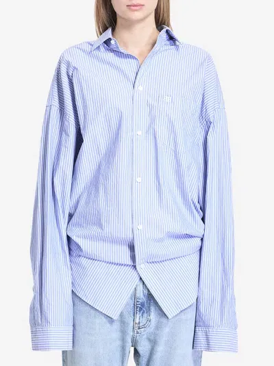 Balenciaga Knitted Shirt In Blue