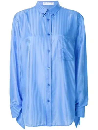 Balenciaga Knot-detail Striped Shirt In Blue