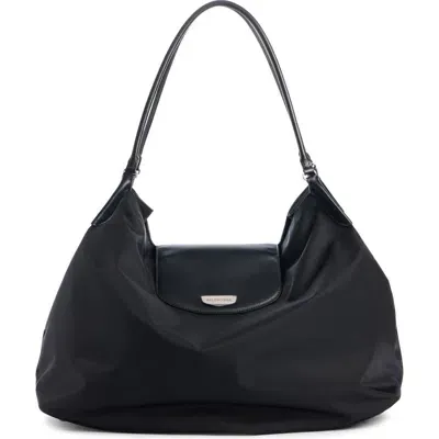 Balenciaga Large Geneve Nylon Hobo Bag In Black