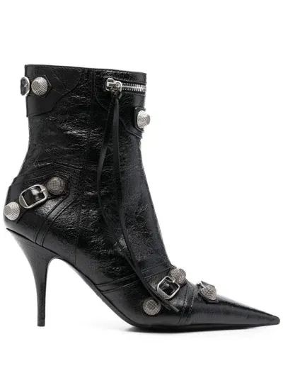 Balenciaga Le Cagole Leather Boots In Black