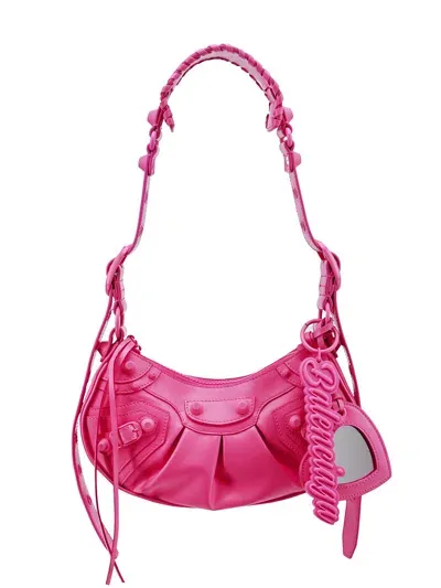 Balenciaga Le Cagole Xs Leather Shoulder Bag In Fuchsia