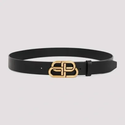 Balenciaga Leather Bb Belt 100 In Black