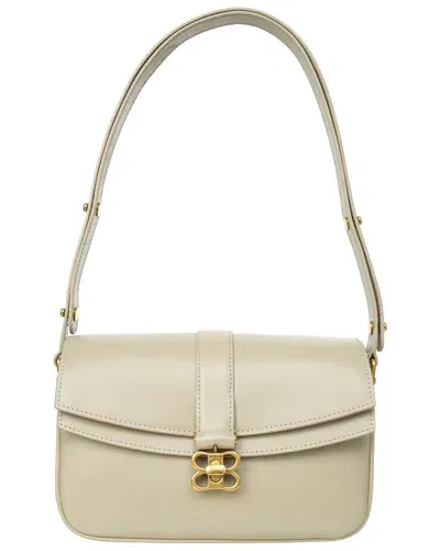 Balenciaga Bb Plauqe Flap Shoulder Bag In Beige