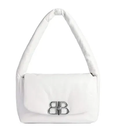 Balenciaga Leather Monaco M Shoulder Bag In White