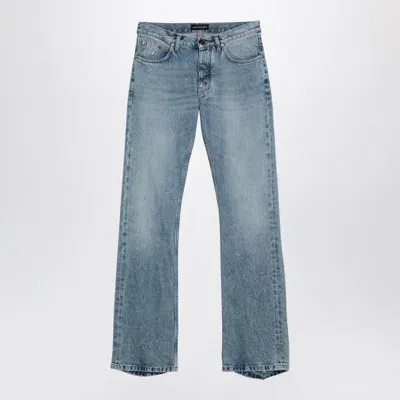 Balenciaga Light Jeans With Distressed Hem In Blue