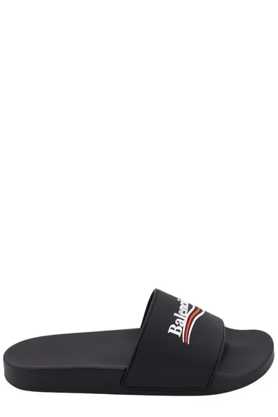 Balenciaga Logo Detailed Slip-on Slide In Black