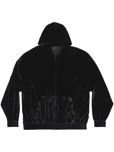 Balenciaga Kapuzenjacke In Samtoptik In Black