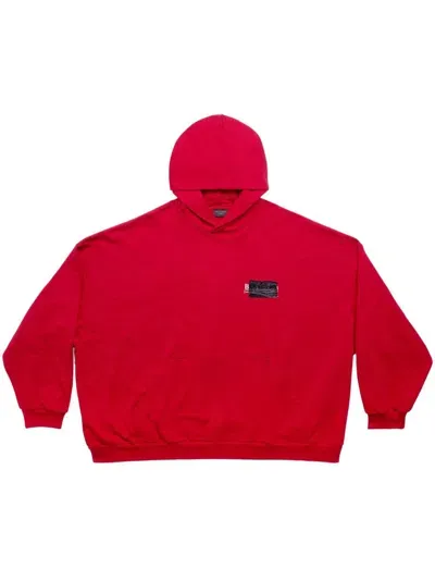 Balenciaga Logo-print Cotton Hoodie In Red