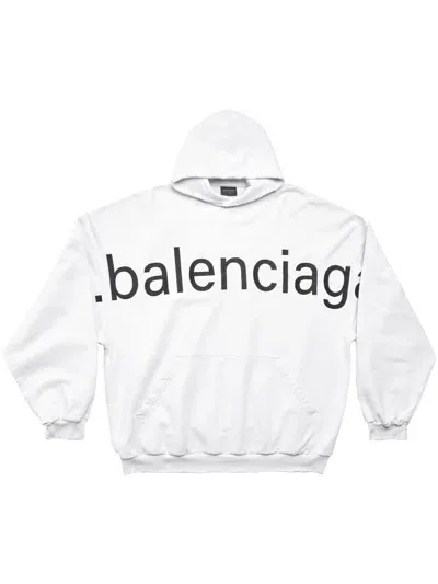 Balenciaga Logo-print Cotton Hoodie In White