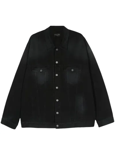 Balenciaga Logo-print Denim Jacket In Black