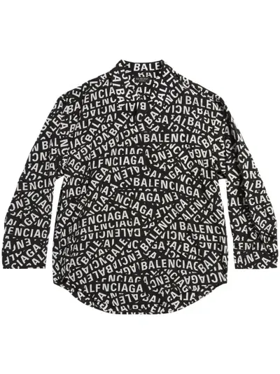 Balenciaga Logo-print Shirt In Black