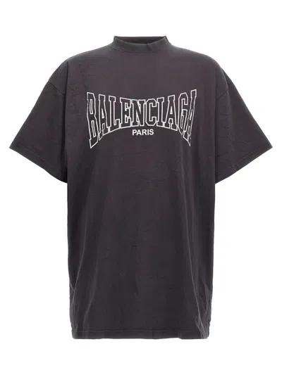 Balenciaga Logo Print T-shirt In Black