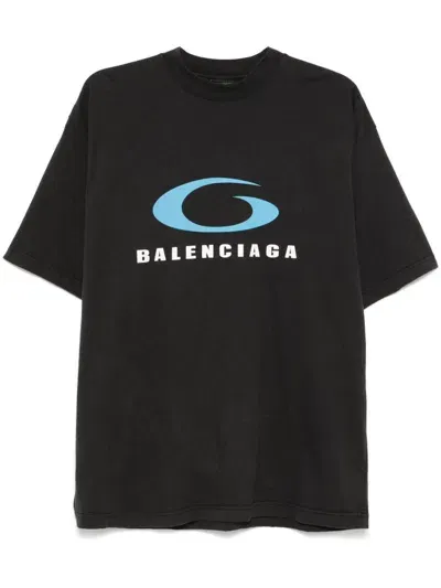 Balenciaga Logo Sports Icon T-shirt In Black