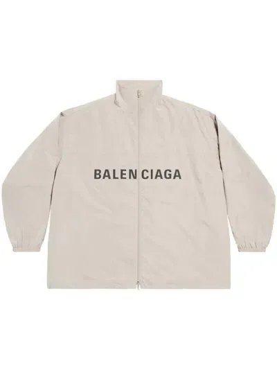 Balenciaga Logo-print Windbreaker In Beige