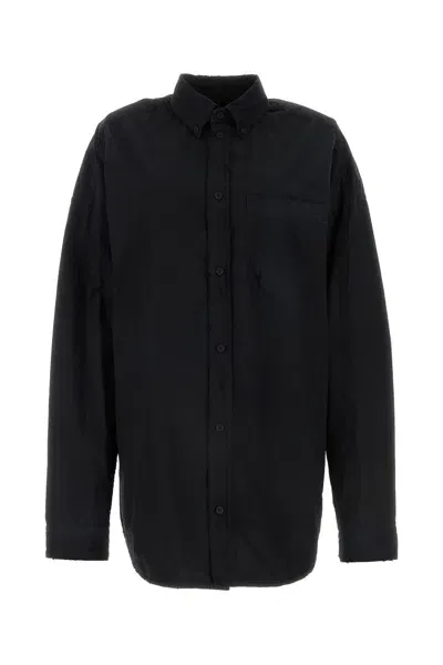 Balenciaga Woman Black Cotton Blend Oversize Shirt