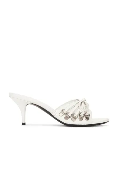 Balenciaga Cagole Leather Corset Sandals In White