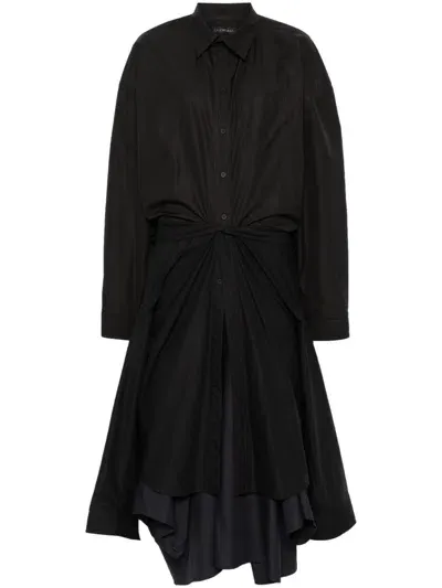 Balenciaga Maxi Patched Shirt Dress In Black