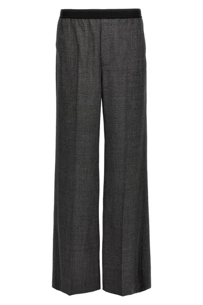 Balenciaga Men Check Wool Trousers In Gray