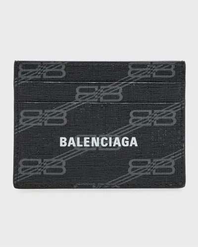 Balenciaga Men's Signature Card Holder Bb Monogram Coated Canvas In 1061 Black/grey