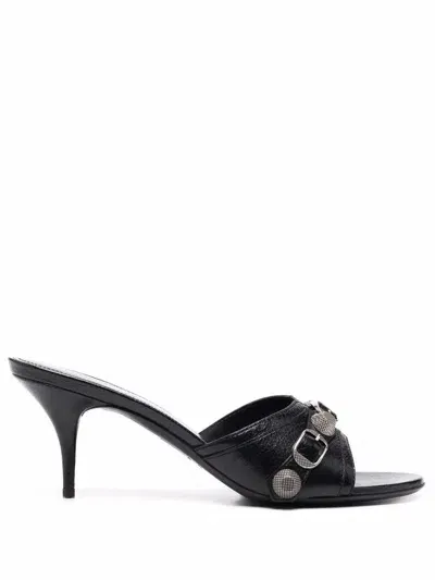 Balenciaga Black Leather Sandals For Women