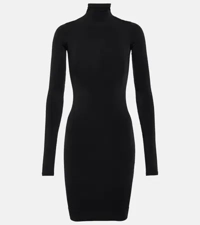 Balenciaga Mockneck Jersey Minidress In Black