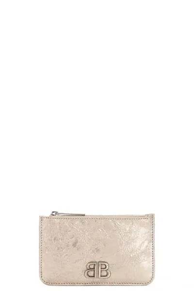 Balenciaga Monogram Long Coin Card Holder In Stone Beige