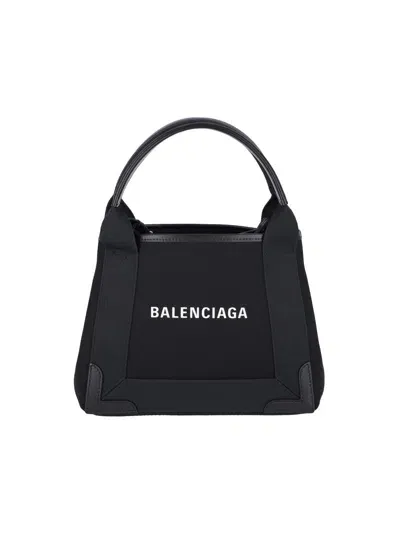 Balenciaga Navy Cabas Xs Tote Bag In Black